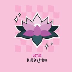 pink lotus flower logo flat vector design , card design with pink lotus