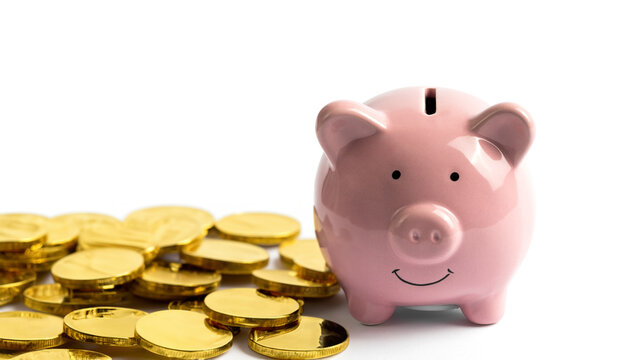 Piggy bank, concept of savings money. AI generated