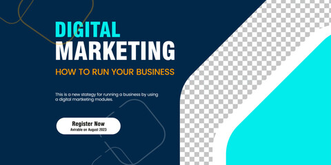 Dark and light blue abstract banner design for marketing, online element banner and sign templates design