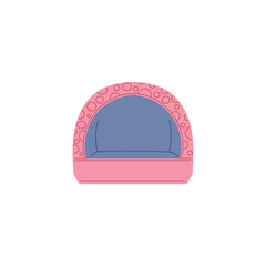 Bed for pets hamster or mice, dog or cat, vector illustration of care goods for small domestic animals, cute pink soft