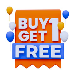 Buy 1 get 1 Free Badge 3D Promotion Social Media Banner Template