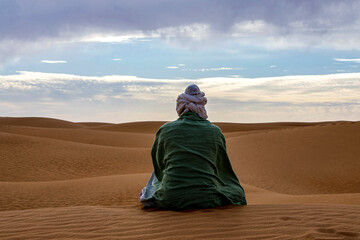 Zen sesshin (retreat) in the Sahara desert, Morocco. Zazen (meditation).