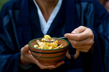 Breakfast during a sesshin (retreat) in Morocco.