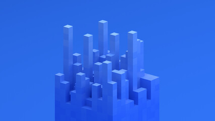 Abstract 3d render, blue geometric background design