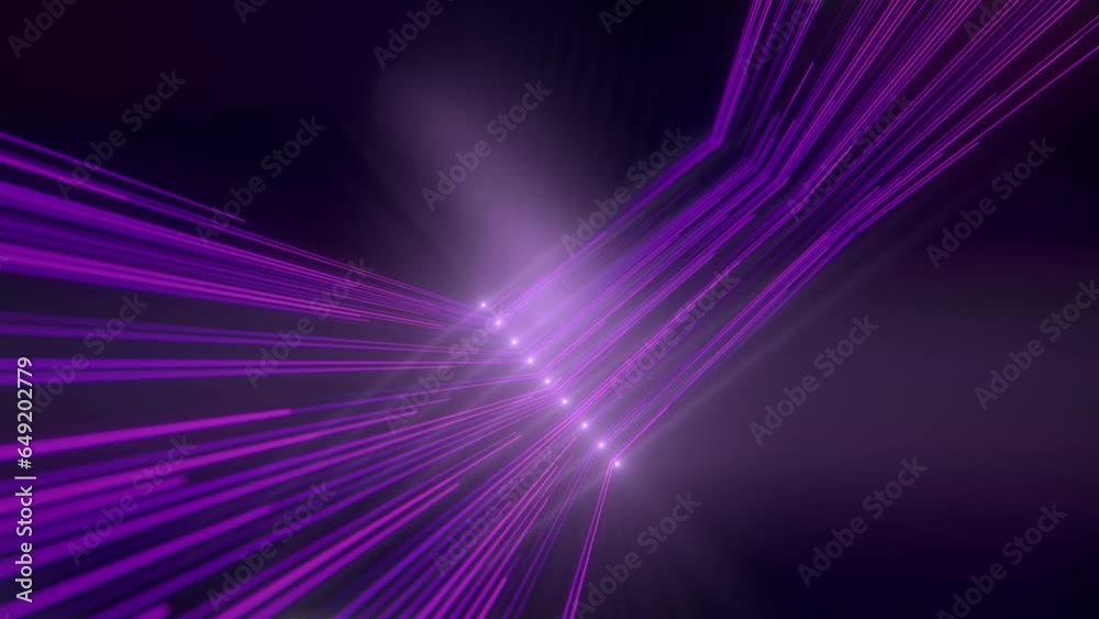 Poster Close-up of purple light rays on dark background. Digital art. Modern design. Digital seamless loop animation. 3d rendering. 4K, Ultra HD resolution