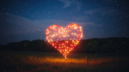 Minimalist Heart-Shaped Light Image with Colorful Light Streaks