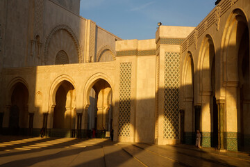 Fototapeta na wymiar Hassan II mosque at twilight, Casablanca, Morocco.