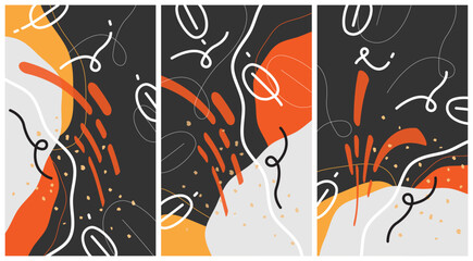 Abstract doodle art. Set of vector illustrations backgrounds