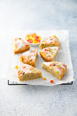 Homemade cake with candied fruits