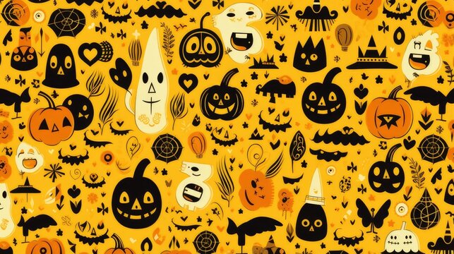 halloween orange pumpkin vector seamless pattern. halloween party border. halloween icon and character. vector illustration. halloween abstract background