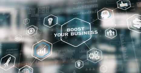 Boost your business 3D Mackground. Business, Technology, Internet and network concept