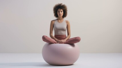 woman sitting on a fit ball