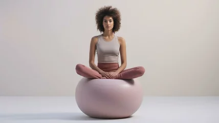 Crédence de cuisine en verre imprimé Fitness woman sitting on a fit ball