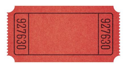 Vintage paper red blank ticket isolated on transparent background. - obrazy, fototapety, plakaty
