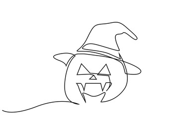 halloween pumpkin monster witch hat holiday line art design
