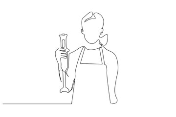 woman cook housewife blender cooking lifestyle line art design