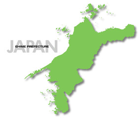 愛媛県の地図 影付き 日本
