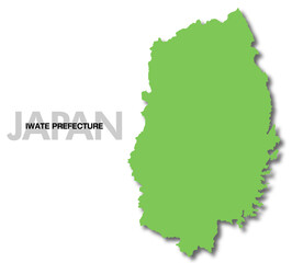 Obraz premium 岩手県の地図 影付き 日本