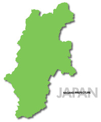 Fototapeta premium 長野県の地図 影付き 日本