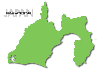 Fototapeta premium 静岡県の地図 影付き 日本