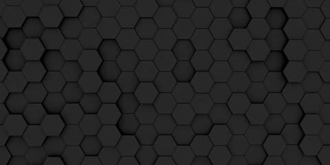 Abstract black texture, pattern background hexagon.