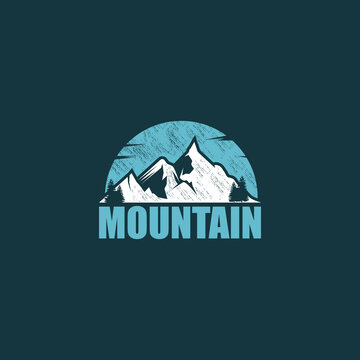logo vintage montain adventure with ilustration vector logo template
