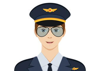 Portrait of an airline pilot captain clipart vector on white background