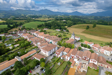 Ainhoa, France - Aerial view of one of the most beautiful villages of the Basques country France