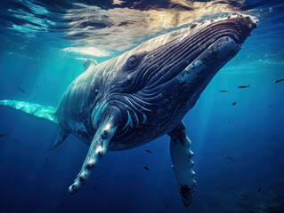 Whale in its Natural Habitat, Wildlife Photography, Generative AI
