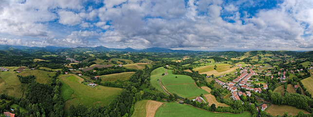 Ainhoa, France - Aerial view of one of the most beautiful villages of the Basques country France