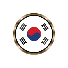 Obraz premium South Korea flag circle button vector template, trendy, collection, logo, design