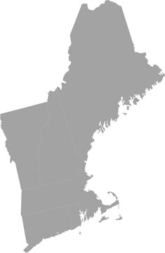 recommend clip art: Gray Map of US federal state of New England region of United States of America