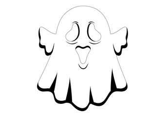 Black and White Ghost Cartoon Character Vector