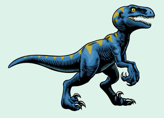 Angry Handdrawn style of raptor Dino