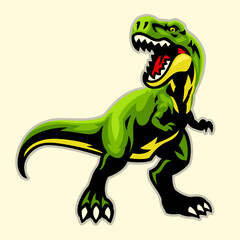 Cartoon Roaring T-rex Dinosaur Mascot