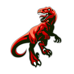 Drawing of Angry Raptor Dinosaurs Mascot © bazzier