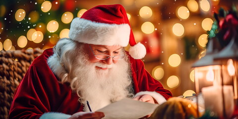 Santa Claus resting in a cozy attic before going on a trip. Generative AI