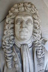 Bust of Christopher Wren in the Guildhall, London, U.K.