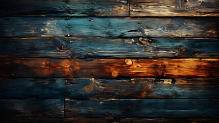 Horizontal Old Burned Distressed Wood Slat Background Wallpaper for Product Placement Advertisement. Burned Burnt Dark Color. 16:9 Aspect Ratio.