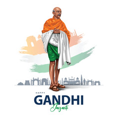 happy gandhi jayanti vector illustration2nd October Happy gandhi jayanti. indian Freedom Fighter Mahatma Gandhi he is known as Bapu. abstract vector illustration design