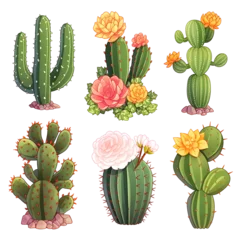 Raamstickers Cactus cactus icons set Generative AI 