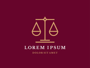 Law firm logo. Scales symbol. Vector icon design. 