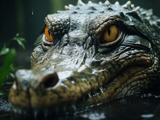 Fototapeta premium Crocodile in its Natural Habitat, Wildlife Photography, Generative AI