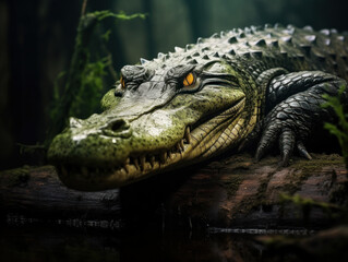 Obraz premium Crocodile in its Natural Habitat, Wildlife Photography, Generative AI