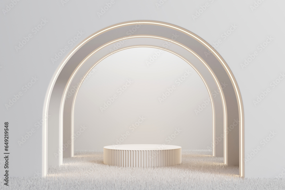 Poster abstract minimal modern white podium platform for product display showcase 3d rendering