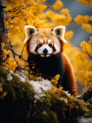 Fototapeta premium Red Panda in its Natural Habitat, Wildlife Photography, Generative AI