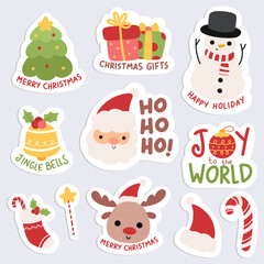 set of hand drawn Christmas cartoon sticker