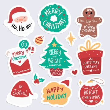 set of hand drawn Christmas cartoon sticker