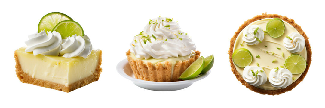 Key Lime Pie, transparent background, isolated image, generative AI
