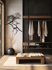 a wardrobe in a japanese-style apartment, created with Generative AI technology